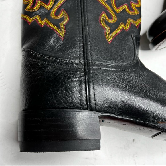 COPY - Double H | Black and Orange Thread Western Boots - Picture 4 of 8